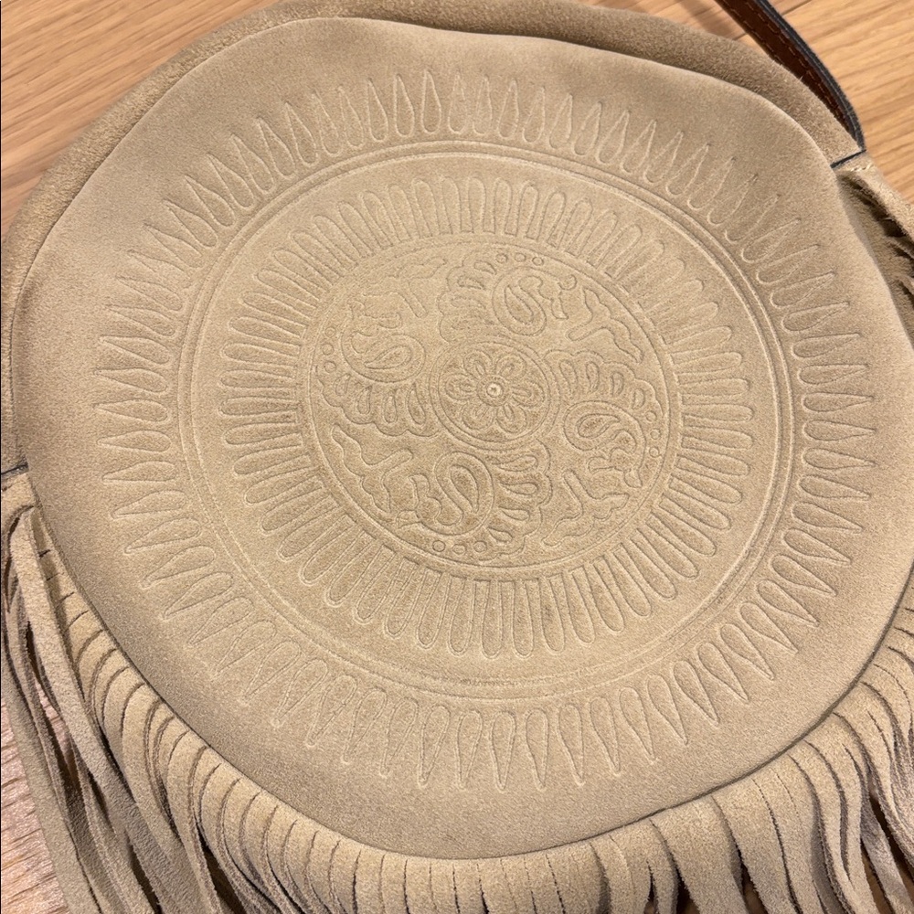 Patricia Nash Italian Leather Fringed Tan Crossbo… - image 3